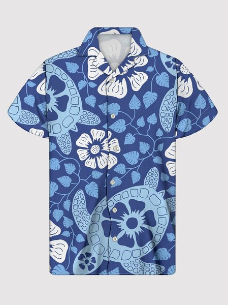 

Men's Blue Statement Shirt Collar Printed Shirts, Men