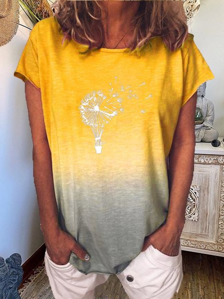 

Shift Floral-Print Short Sleeve Casual T-Shirt & Top, Yellow, Blouses