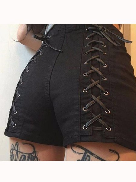 

Holiday Lace-Up Pants, Black, Shorts