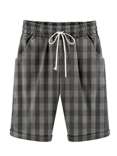 

Pantaloni Casuale Coulisse di Misto Cotone, Grigio, Shorts