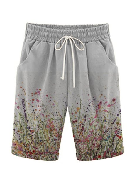 Pantaloni Floreale da Vacanza, Grigio chiaro, Shorts