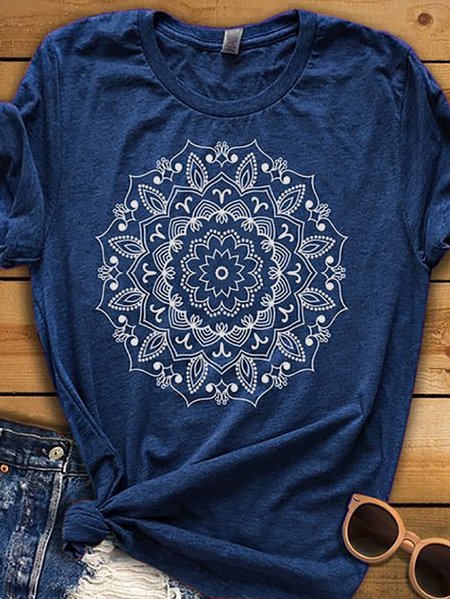 

Blue Casual Short Sleeve T-shirt, T-shirts