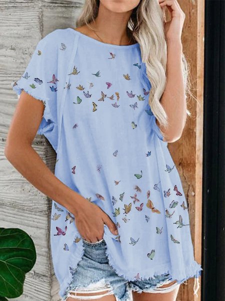 

Casual Short Sleeve Shirts & Tops, Blue, Tops