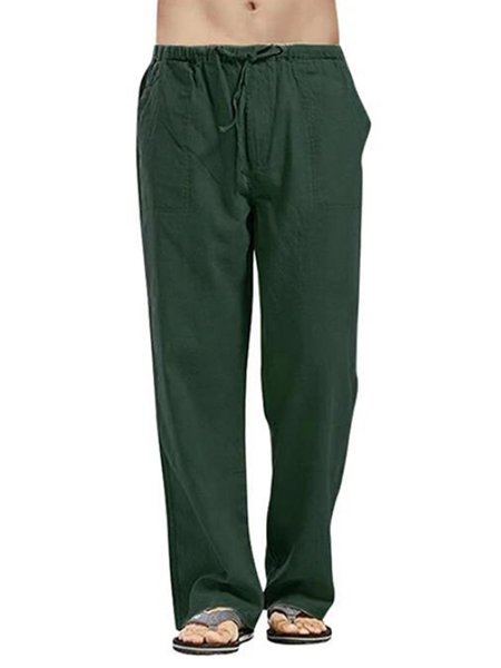 

Cotton-Blend Casual Casual Casual Pants, Green, Men's pants