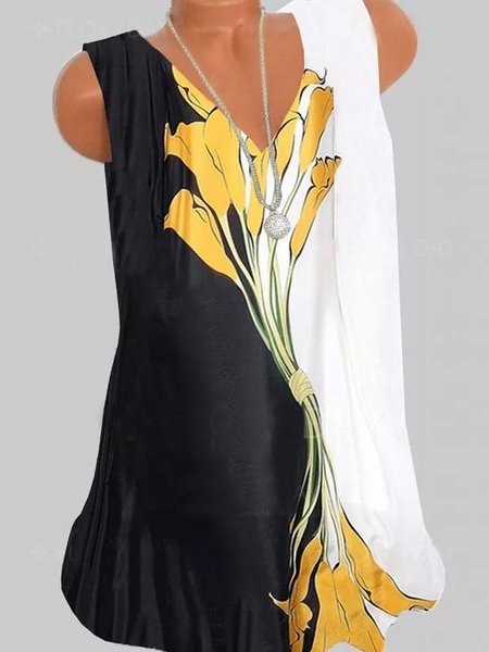 

Top Casuale di Misto Cotone, Bianco, Tank Top