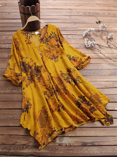 

Cotton-Blend Vintage Shirts & Tops, Yellow, Blouses