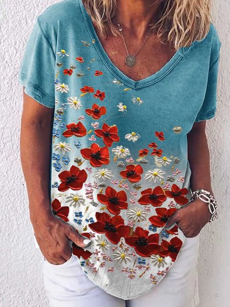 

T-Shirt Vintage di Cotone, Blu, T-Shirts