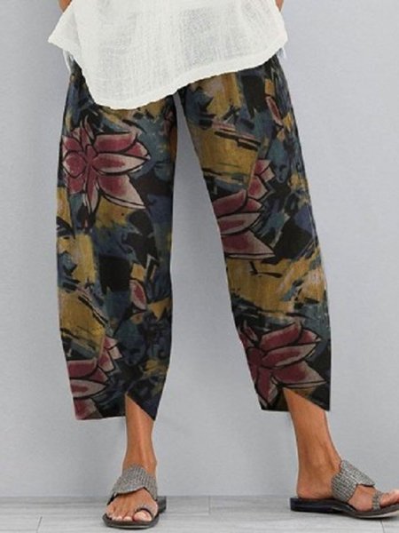 

Casuale Stampato Pantaloni, Giallo, Pants