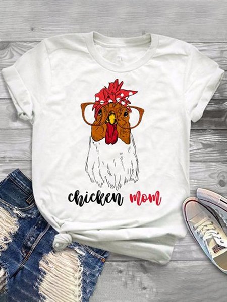 

Casual Short Sleeve Round Neck Plus Size Tops, White, T-shirts