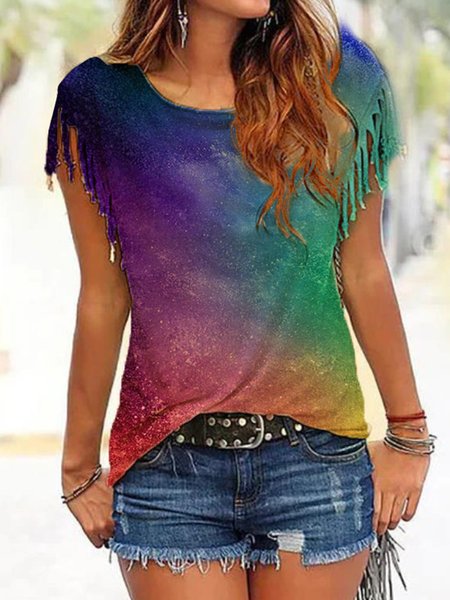 

T-Shirt Vintage di Misto Cotone, Come immagine, T-Shirts