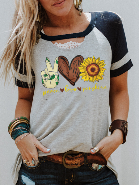 

Top a Girocollo Lettera Vintage, Grigio, Tops