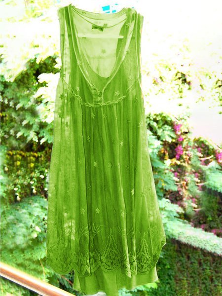 zolucky Casual Sleeveless Plus Size Dress, Green, Dresses