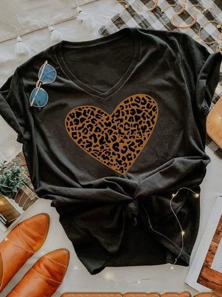 

Gray Short Sleeve Leopard Vintage Shirts & Tops, T-shirts