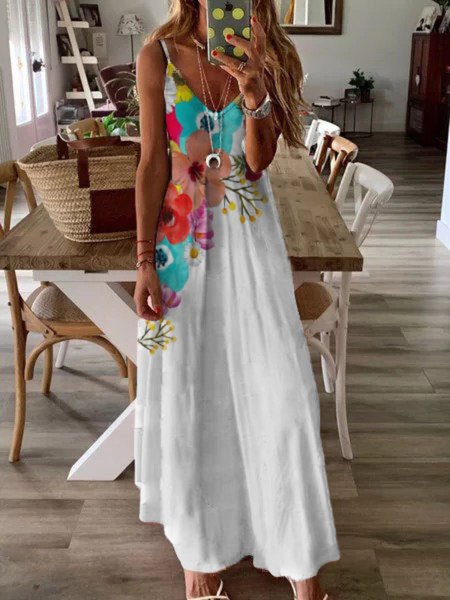 

Abito Casuale Stampato Floreale, Bianco, Summer dresses
