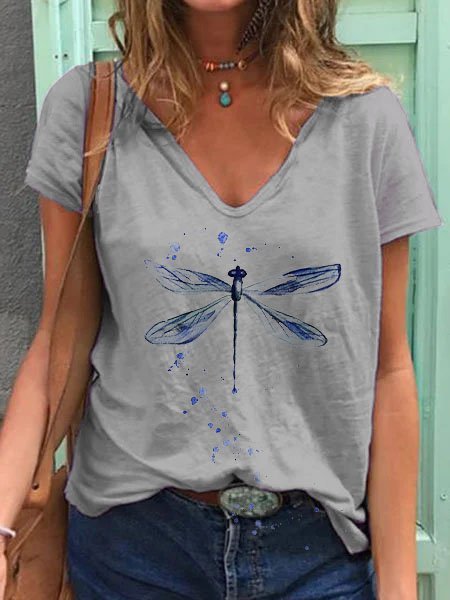 

T-Shirt Grafico Casuale Stampato, Grigio, Tops