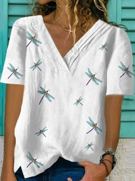 

Top Casuale di Misto Cotone, Bianco, T-Shirts