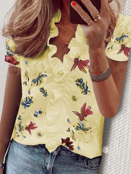 

Top Animale Casuale, Giallo, Tops