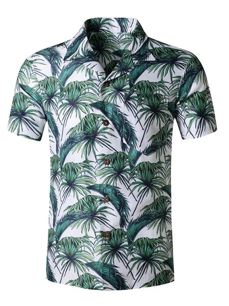 

Green Cotton-Blend Casual Leaves Shirts & Tops, Shirts