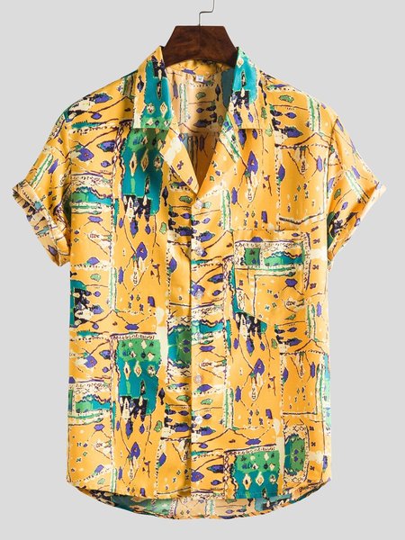 

Men Casual Cartoon Shirts, Yellow, Shirts