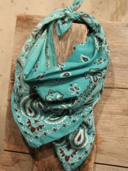 Western denim printed casual scarf, Green, Scarves&Gloves