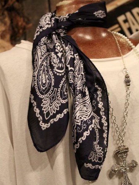 

Western denim chiffon printed casual scarf, Black, Scarves & Gloves