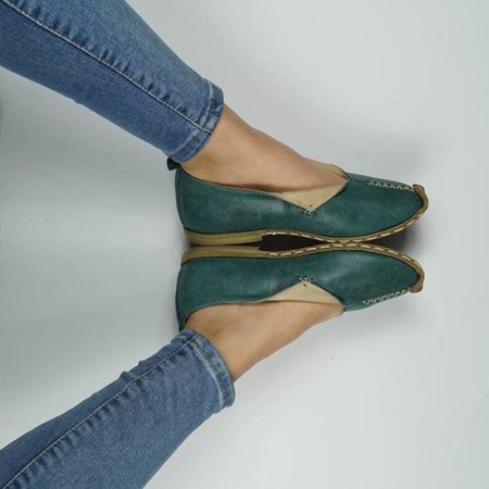 

Flat Heel Leather Flats, Blue, Sandals & Slippers