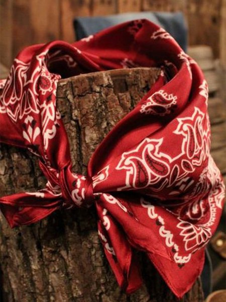 

Western denim chiffon printed casual scarf, Red, Scarves&Gloves