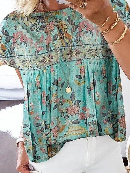 

Casual Short Sleeve T-shirt, Green, T-Shirts