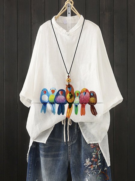 

Top Casuale di Misto Cotone, Bianco, Blouses & Shirts