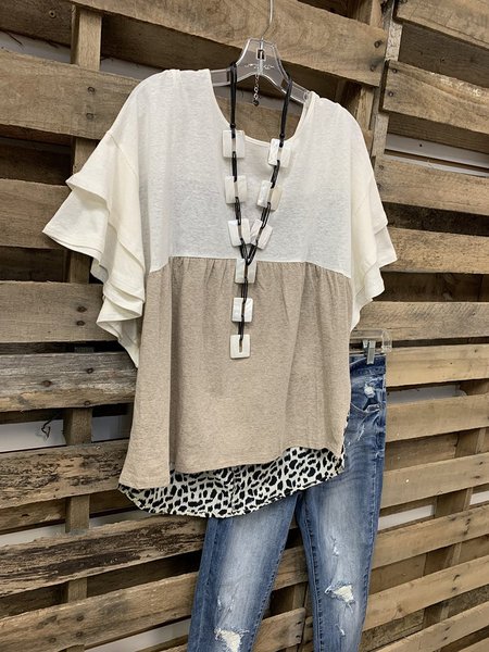 

T-Shirt Casuale Leopardo, Marrone, T-Shirts
