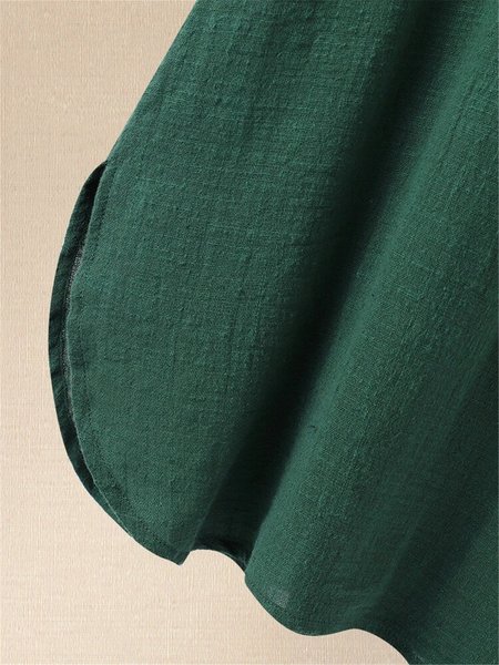 

Top Casuale Floreale a Girocollo di Cotone, Verde, Blouses & Shirts