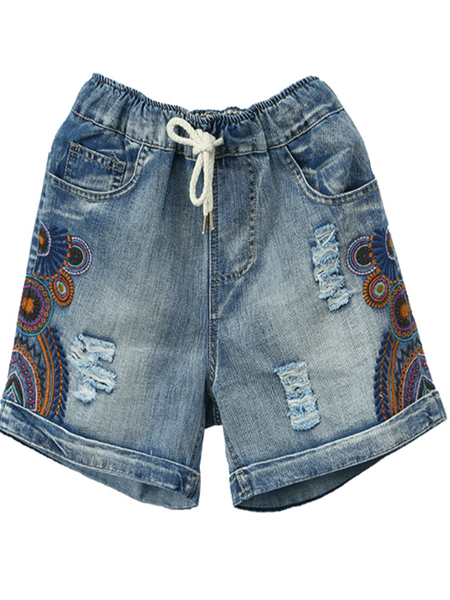 

Pantaloni Casuale Ricamato Floreale, Come immagine, Shorts