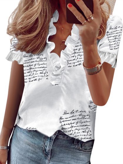 

Top Volant, Bianco-nero, Blouses & Shirts