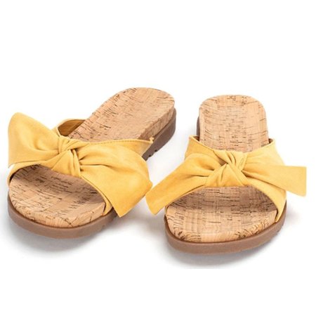 

Leather Slippers, Yellow, Sandals