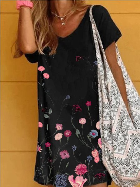 

Abito Casuale Stampato, Nero, Mini Dresses