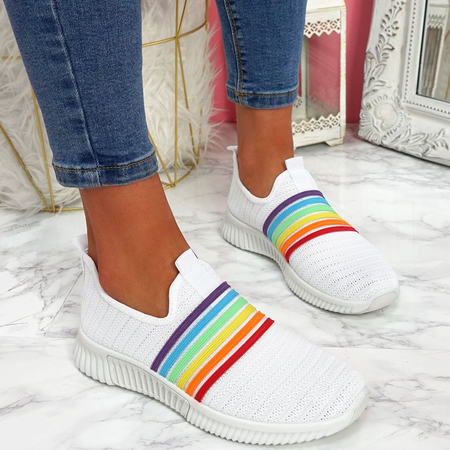 

Scarpe da Ginnastica in Tessuto di Fly-Woven, Bianco, Platform