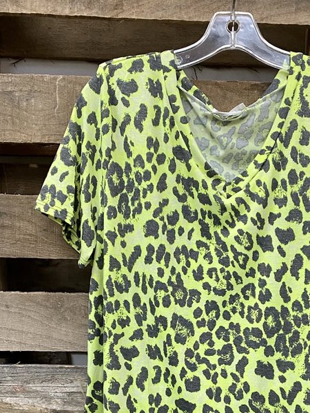 T-Shirt con Scollo a V Casuale di Misto Cotone, Giallo, T-Shirts