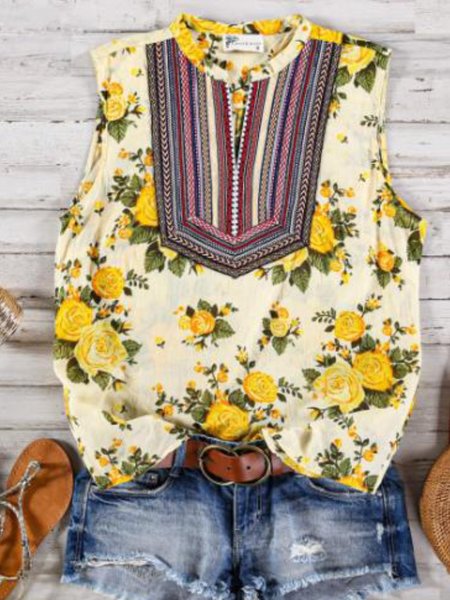 

Top Stampato Vintage, Giallo, Tops