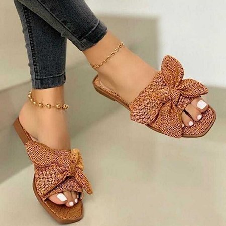 

Summer Leather Slippers, Brown, Pullovers