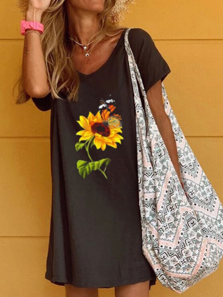 

Abito Stampato da Vacanza, Nero, Mini Dresses