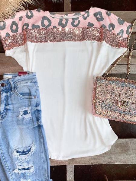 

T-Shirt a Girocollo Casuale Dritto, Bianco, T-Shirts