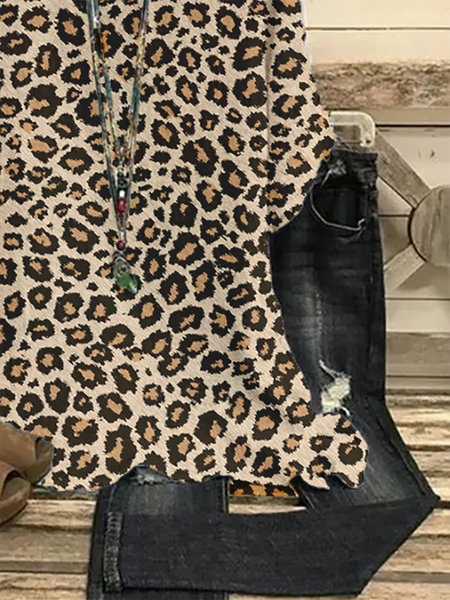 

Top a Girocollo Casuale, Marrone, T-Shirts