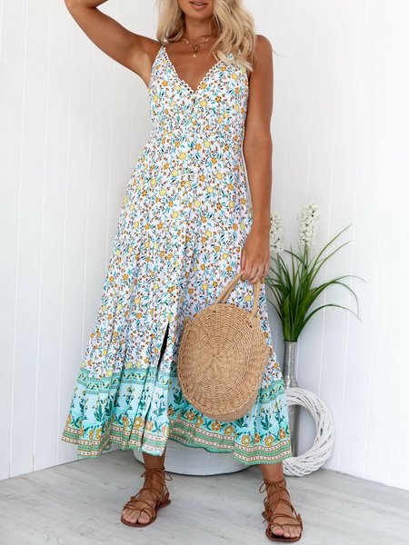 

Abito a Spaghetti Floreale a Spalla Nuda, Bianco, Summer dresses