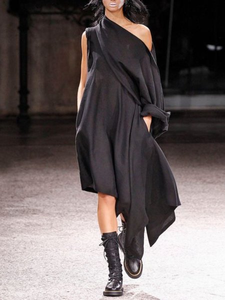 Abito Casuale, Nero, Maxi Dresses