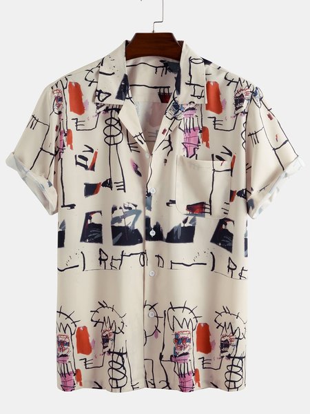 

Basic Shirt Collar Shirts, Beige, Men's Floral shirt