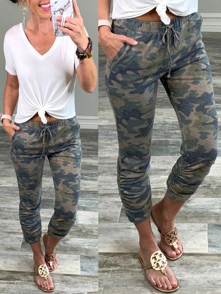 

Pantaloni Casuale Stampato, Verde militare, Bottoms