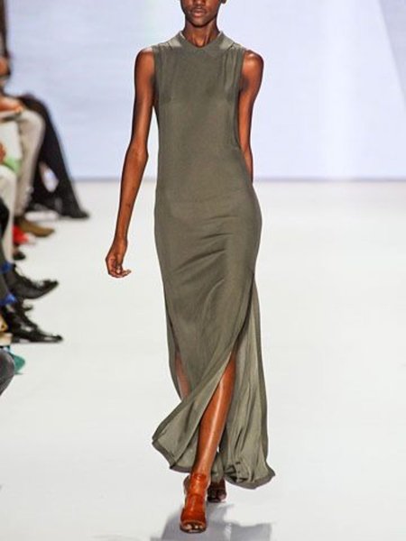 

Abito a Girocollo Casuale, Verde, Occasion Dresses