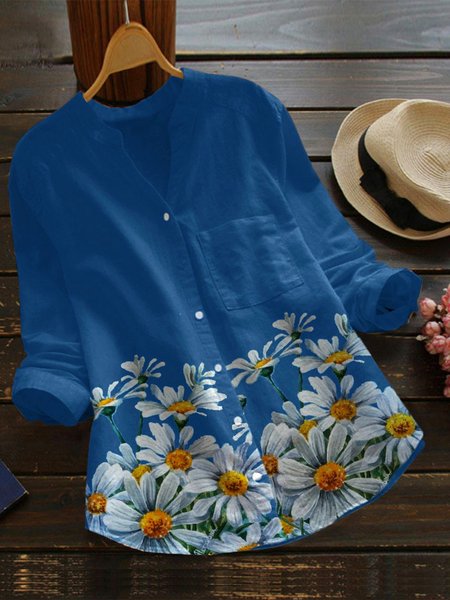 

Top Casuale di Misto Cotone, Blu, Blouses & Shirts
