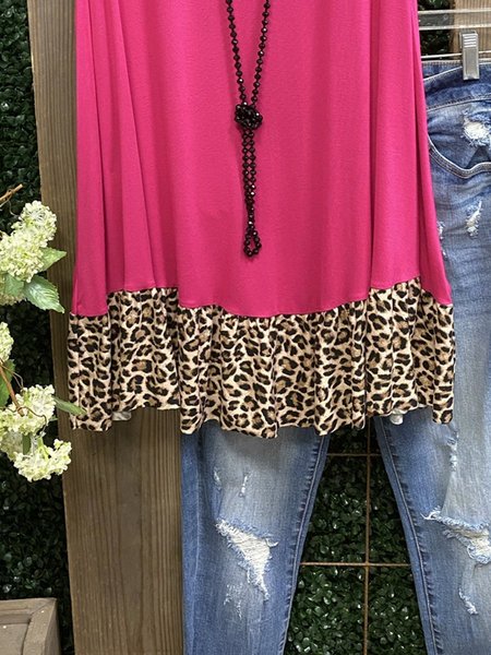 

Top a Girocollo di Misto Cotone, Rosa, T-Shirts