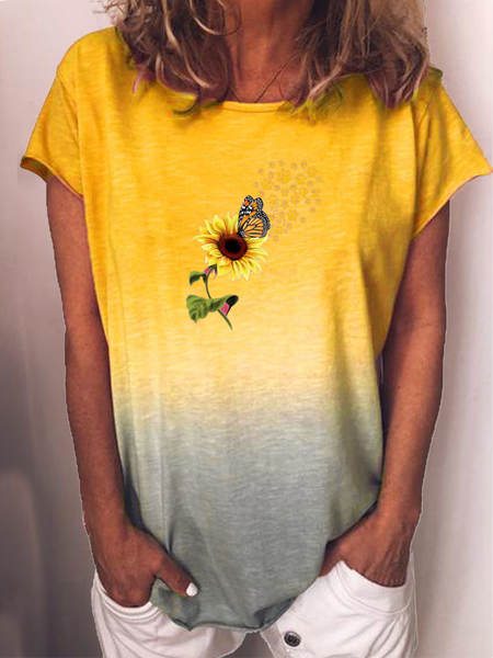 

T-Shirt Floreale, Giallo, Tops